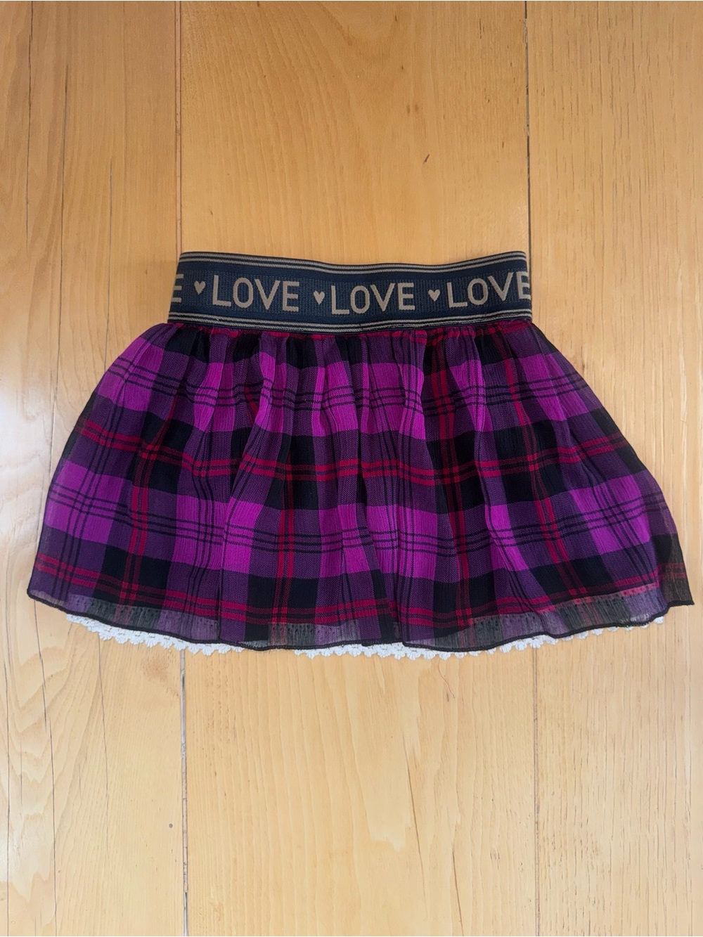 Love Black and Fuchsia Plaid Pleated Mini Skirt